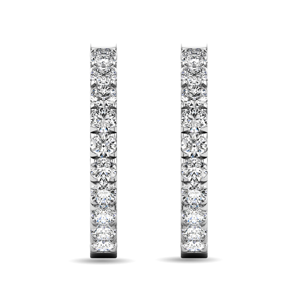 Diamond 5/8 Ct Tw Hoop Earrings In 10K White Gold