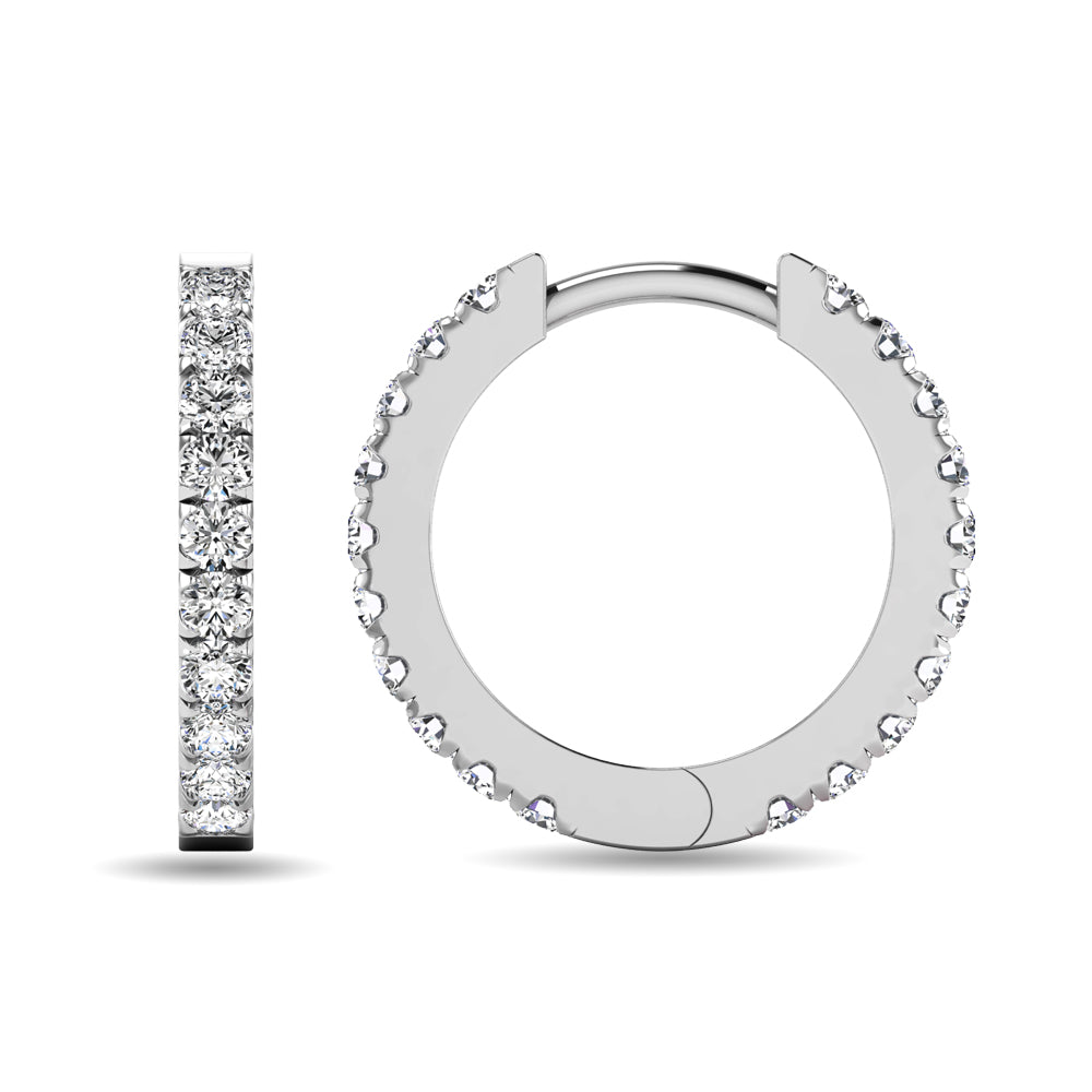 Diamond 5/8 Ct Tw Hoop Earrings In 10K White Gold