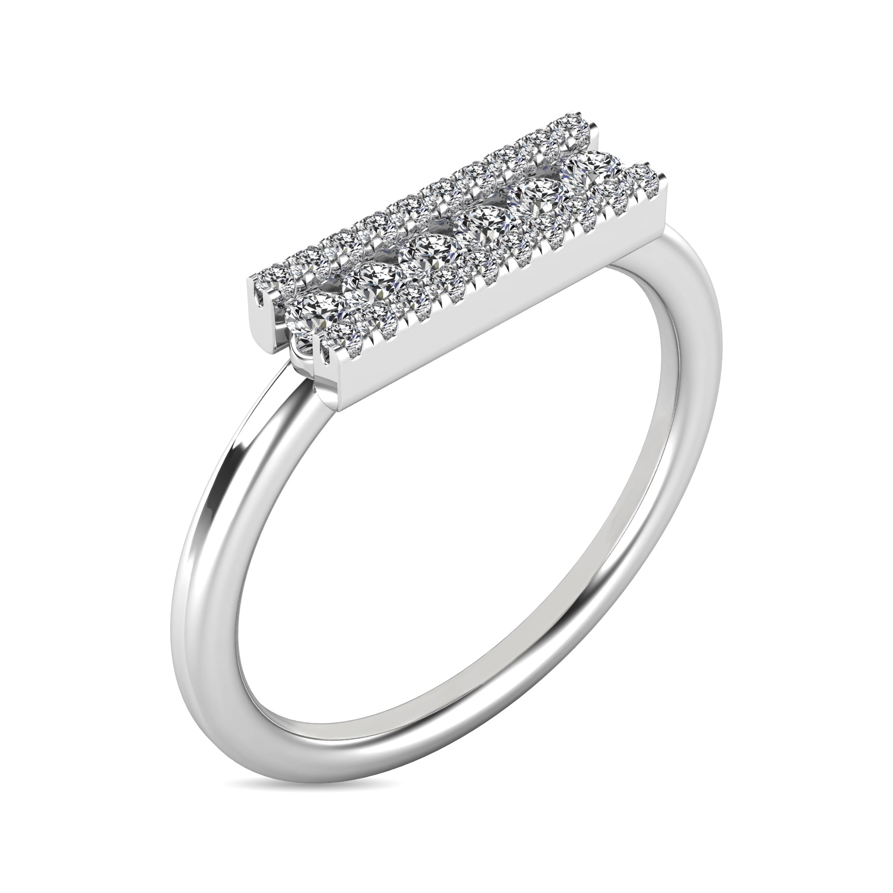 Diamond 1/4 ct tw Bar Ring in 14K White Gold