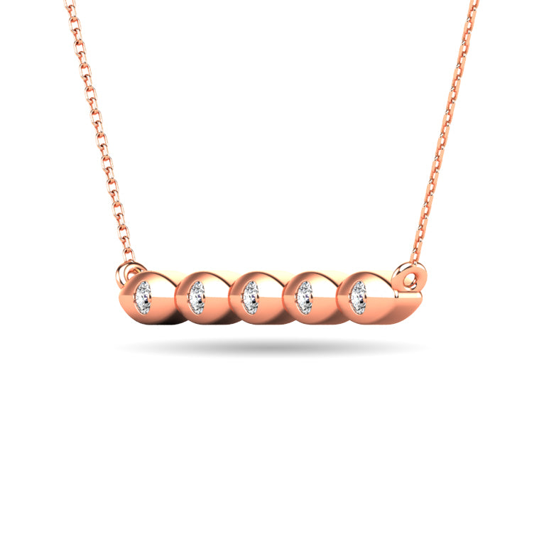 Diamond 1/20 Ct Tw Bar Necklace In 10K Rose Gold