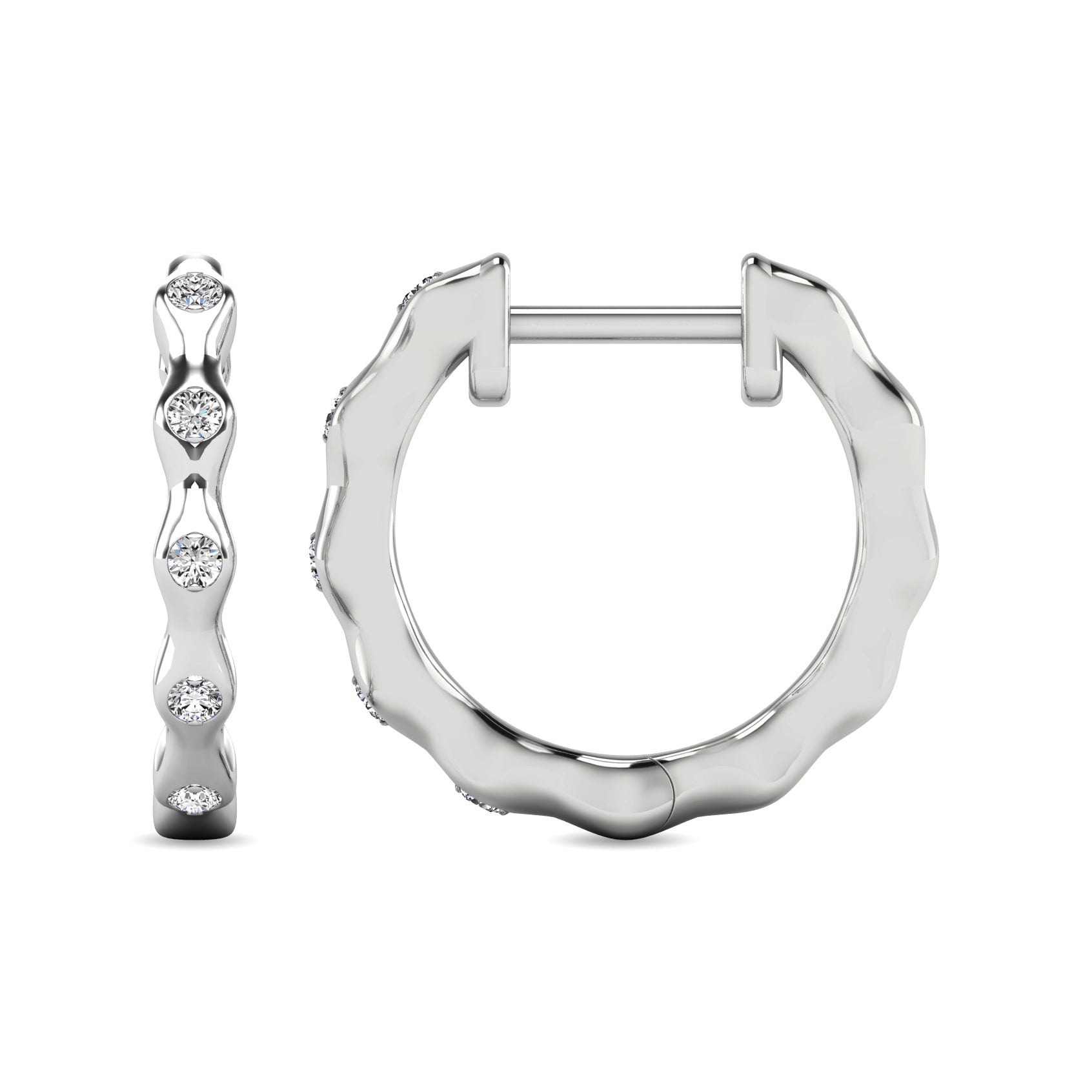 Diamond 1/10 ct tw Hoop Earrings in 10K White Gold