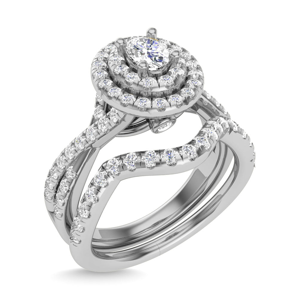 Diamond 1 Ct.Tw. Oval Cut Bridal Ring in 14K White Gold