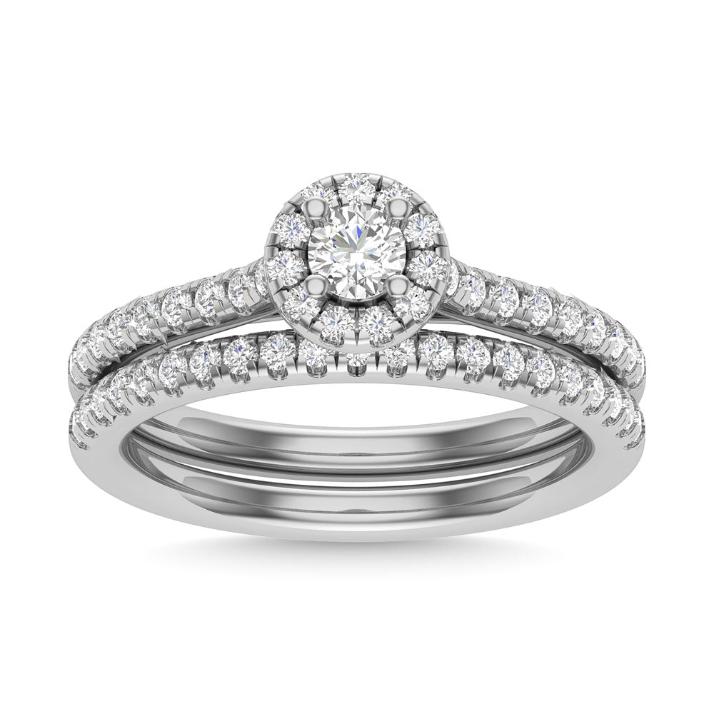 Diamond 3/4 Ct.Tw. Round Cut Bridal Ring In 14K White Gold