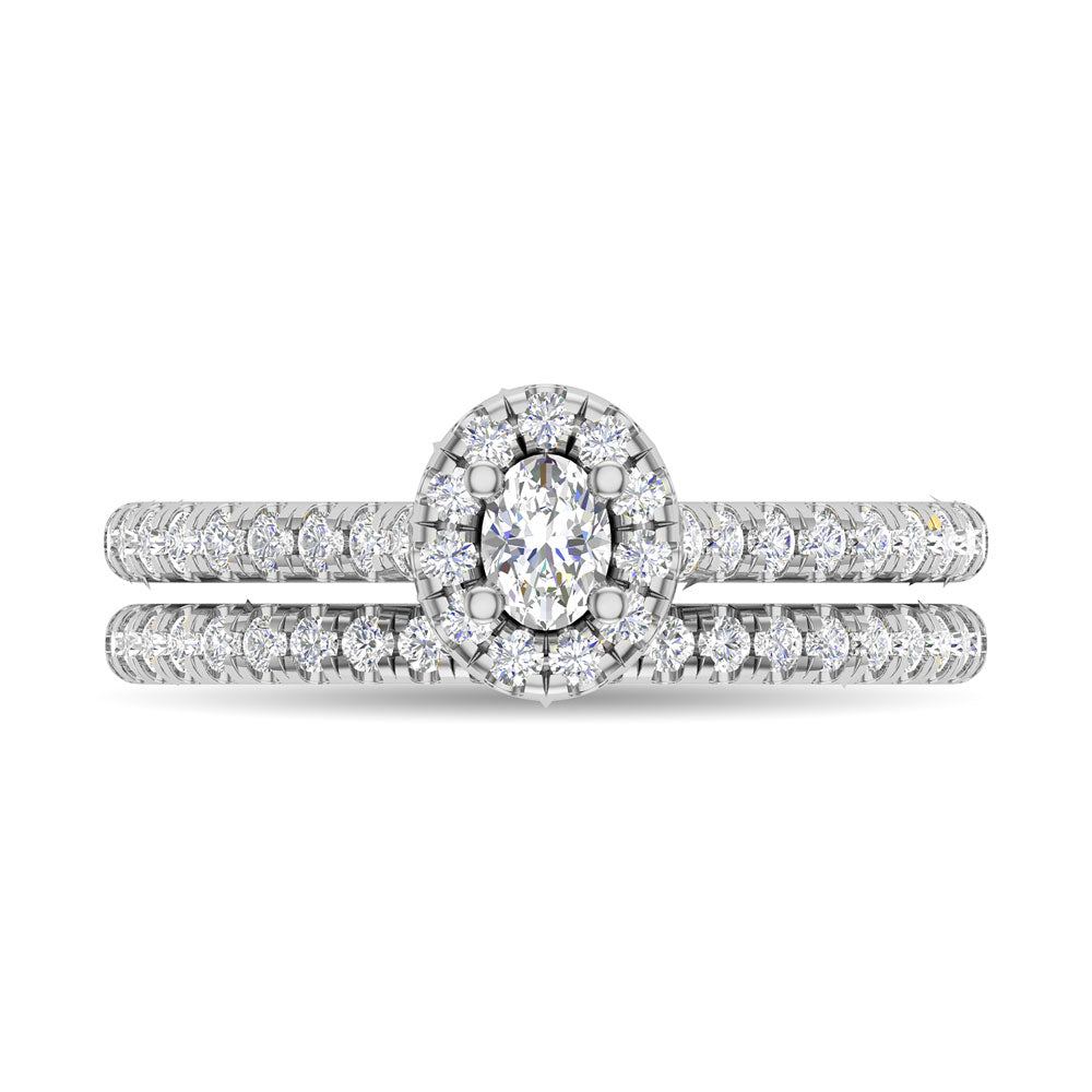 Diamond 3/4 Ct.Tw. Oval Cut Bridal Ring In 14K White Gold