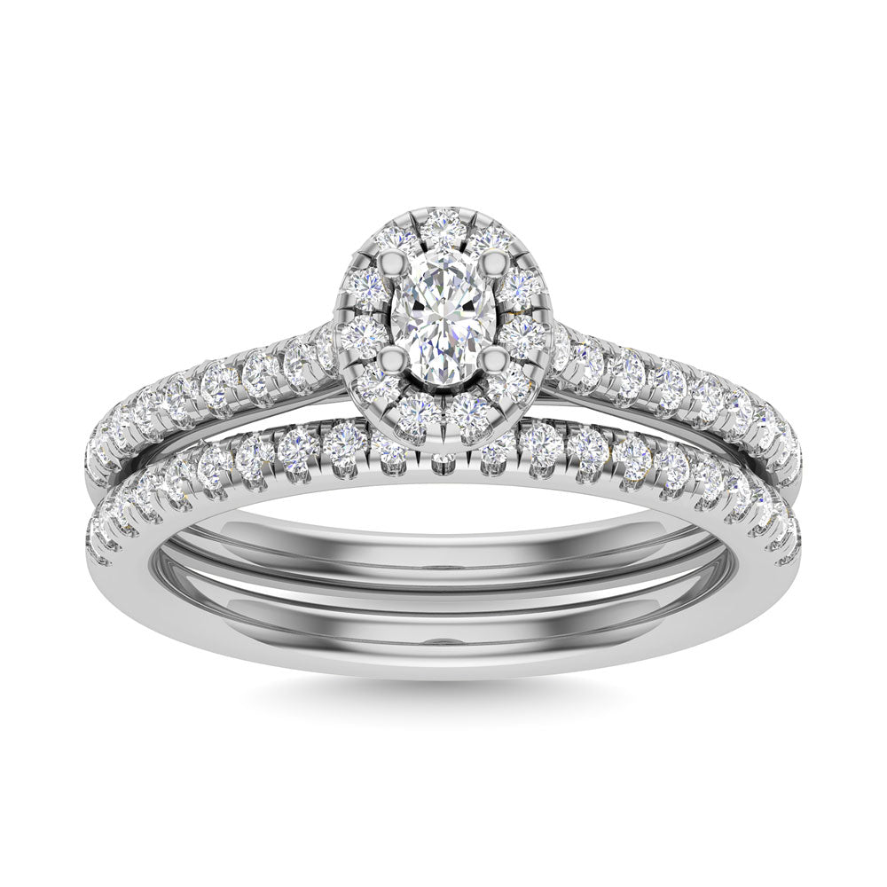 Diamond 3/4 Ct.Tw. Oval Cut Bridal Ring In 14K White Gold