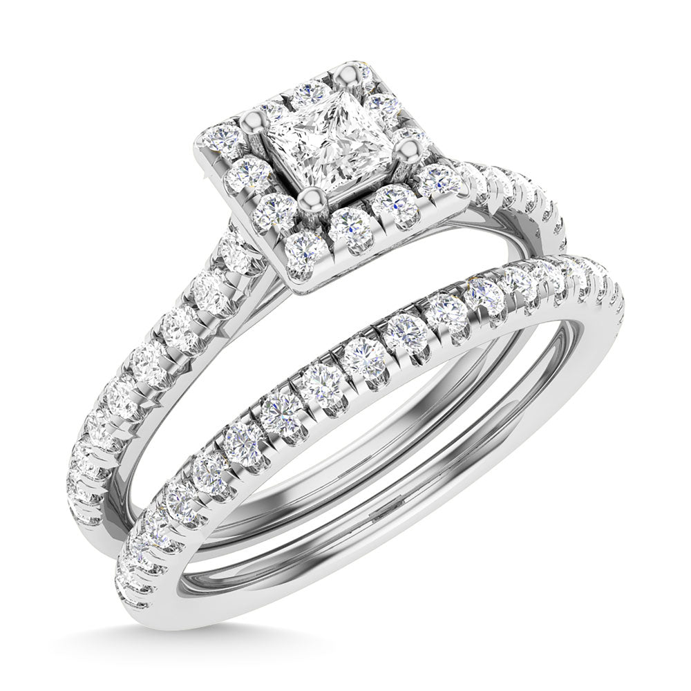 Diamond 3/4 Ct.Tw. Princess Cut Bridal Ring In 14K White Gold