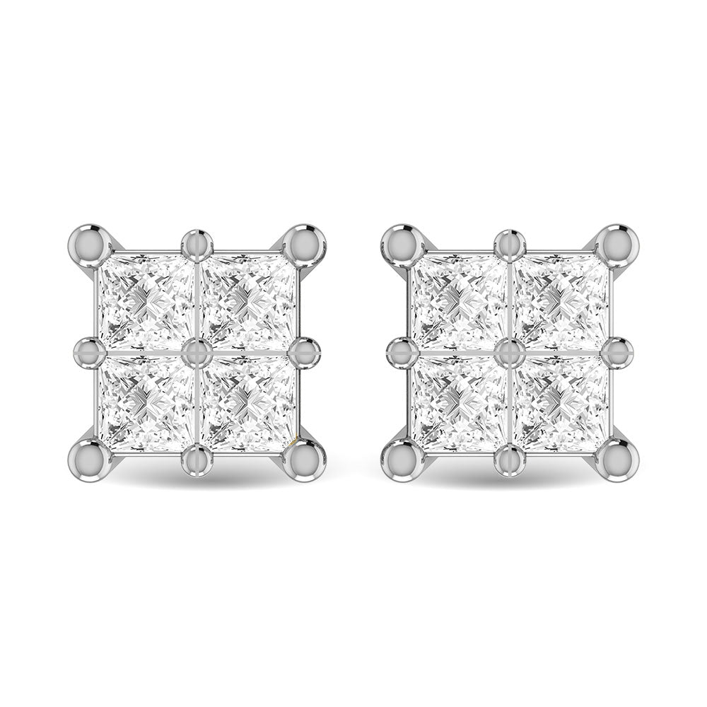 Diamond 1/3 Ct.Tw. Princess Cut Fashion Earrings In 14K White Gold