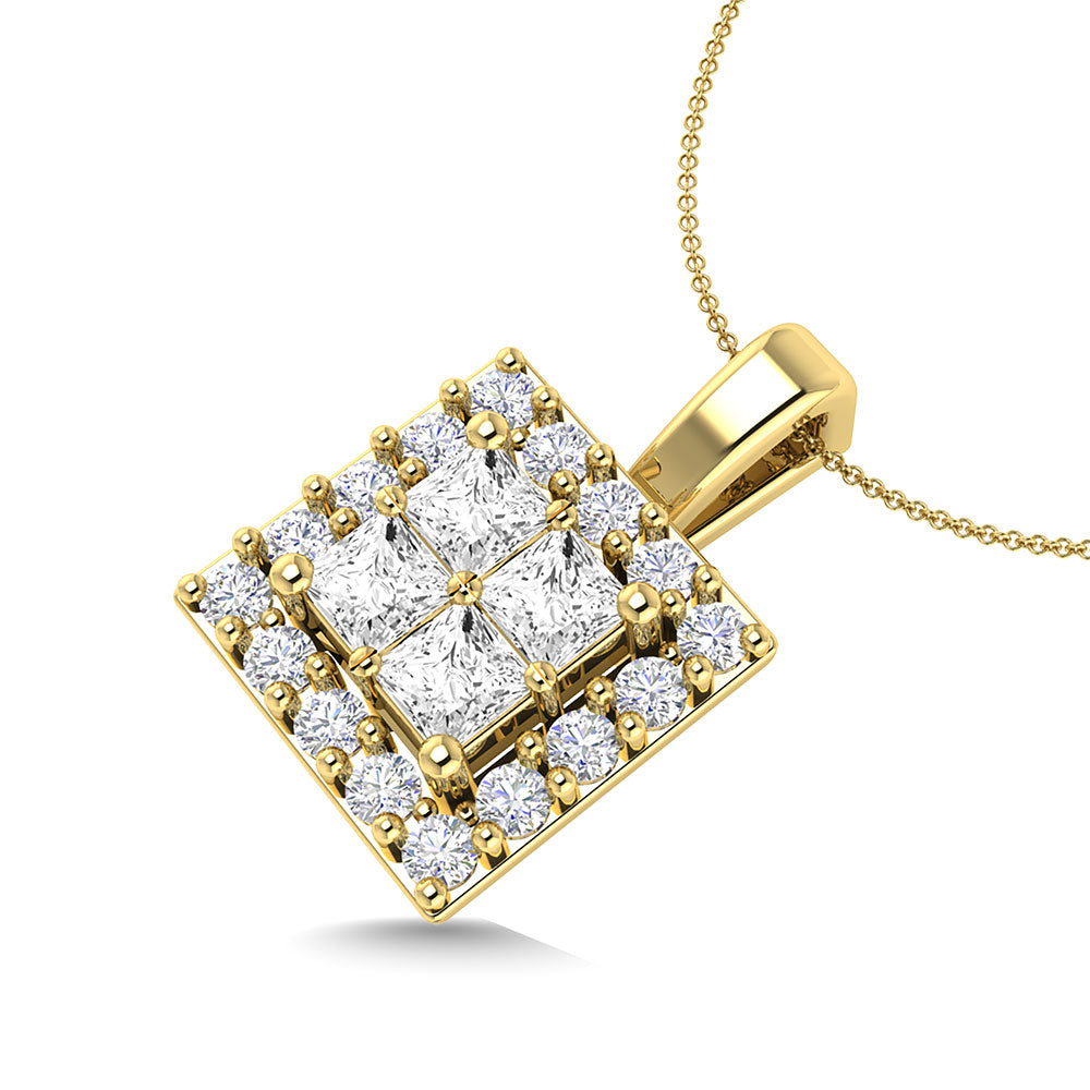 Diamond 1/2 Ct.Tw. Round And Princess Fashion Pendant In 14K Yellow Gold