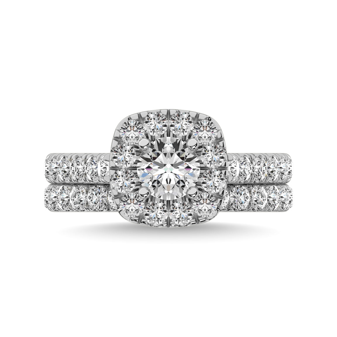 Diamond 2 Ct Tw Round Cut Halo Bridal Ring In 14K White Gold