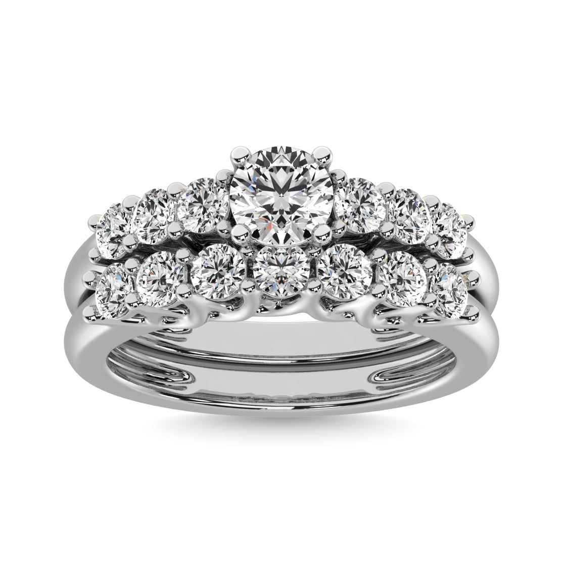 Diamond 1 1/2 Ct Tw Round Bridal Ring In 14K White Gold