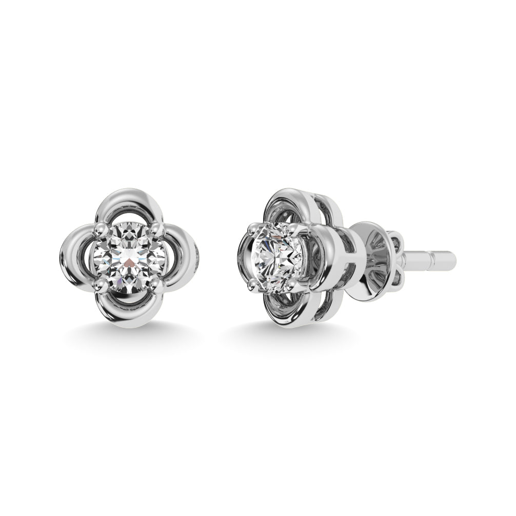 Diamond 1/4 Ct Tw Solitaire Stud Earrings In 14K White Gold