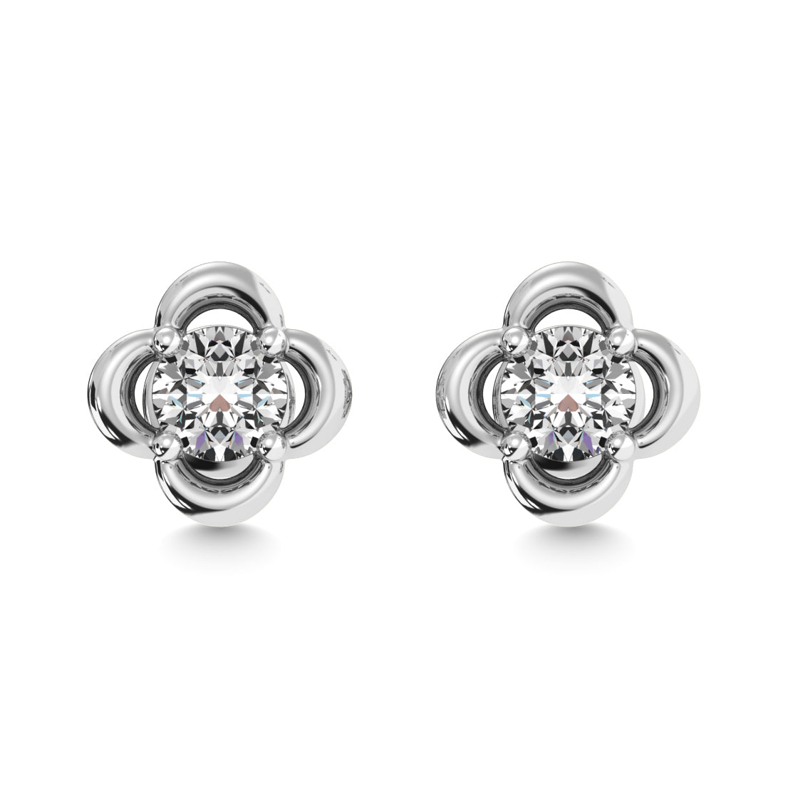 Diamond 1/4 Ct Tw Solitaire Stud Earrings In 14K White Gold