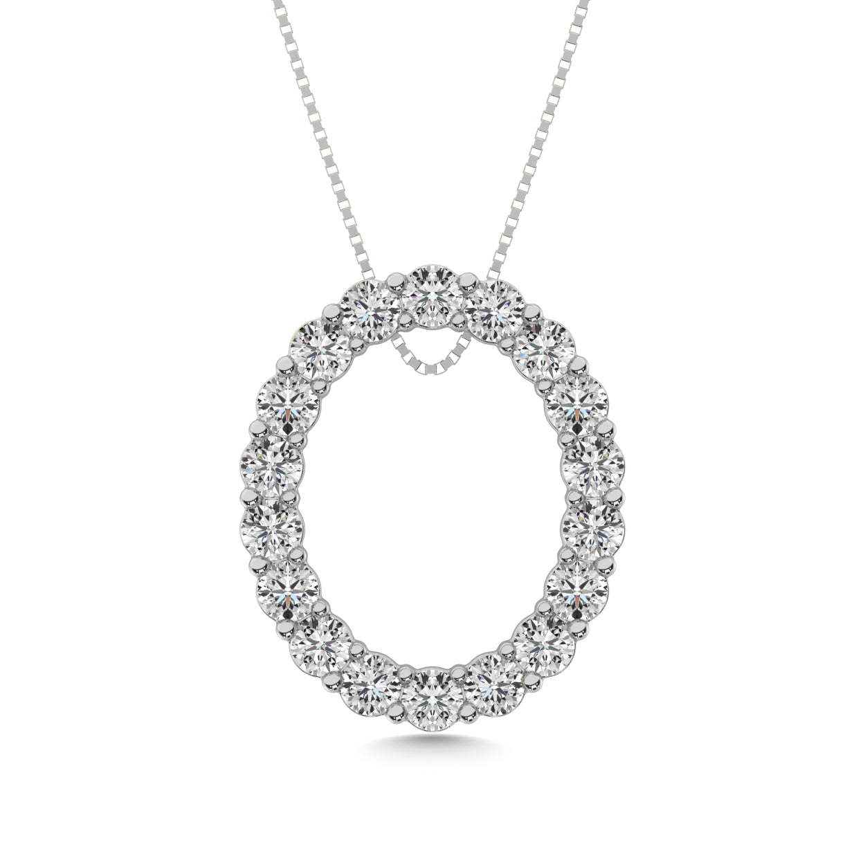 Diamond 1 ct tw Oval Shape Pendant in 14K White Gold