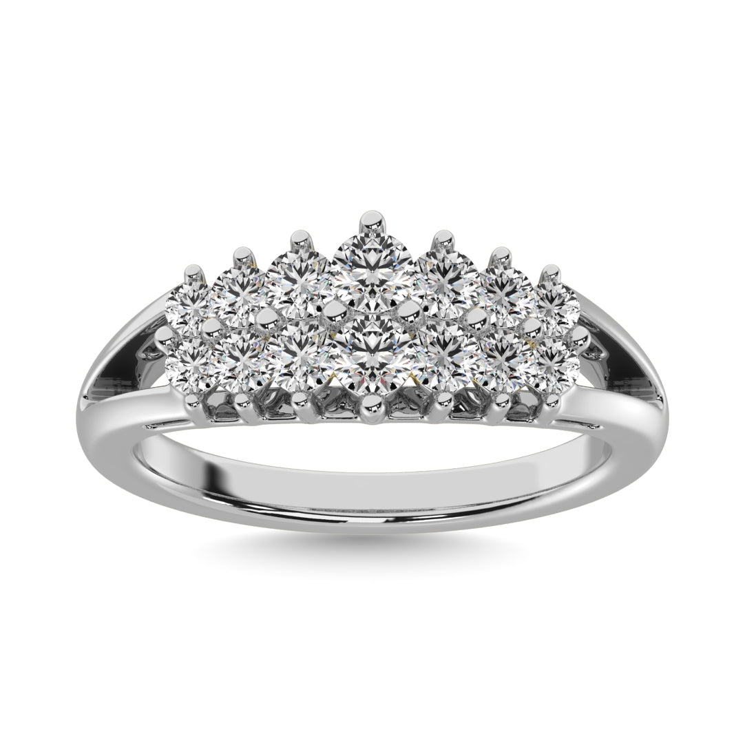 Diamond 2 ct tw Round Cut Pyramid Ring in 14K White Gold