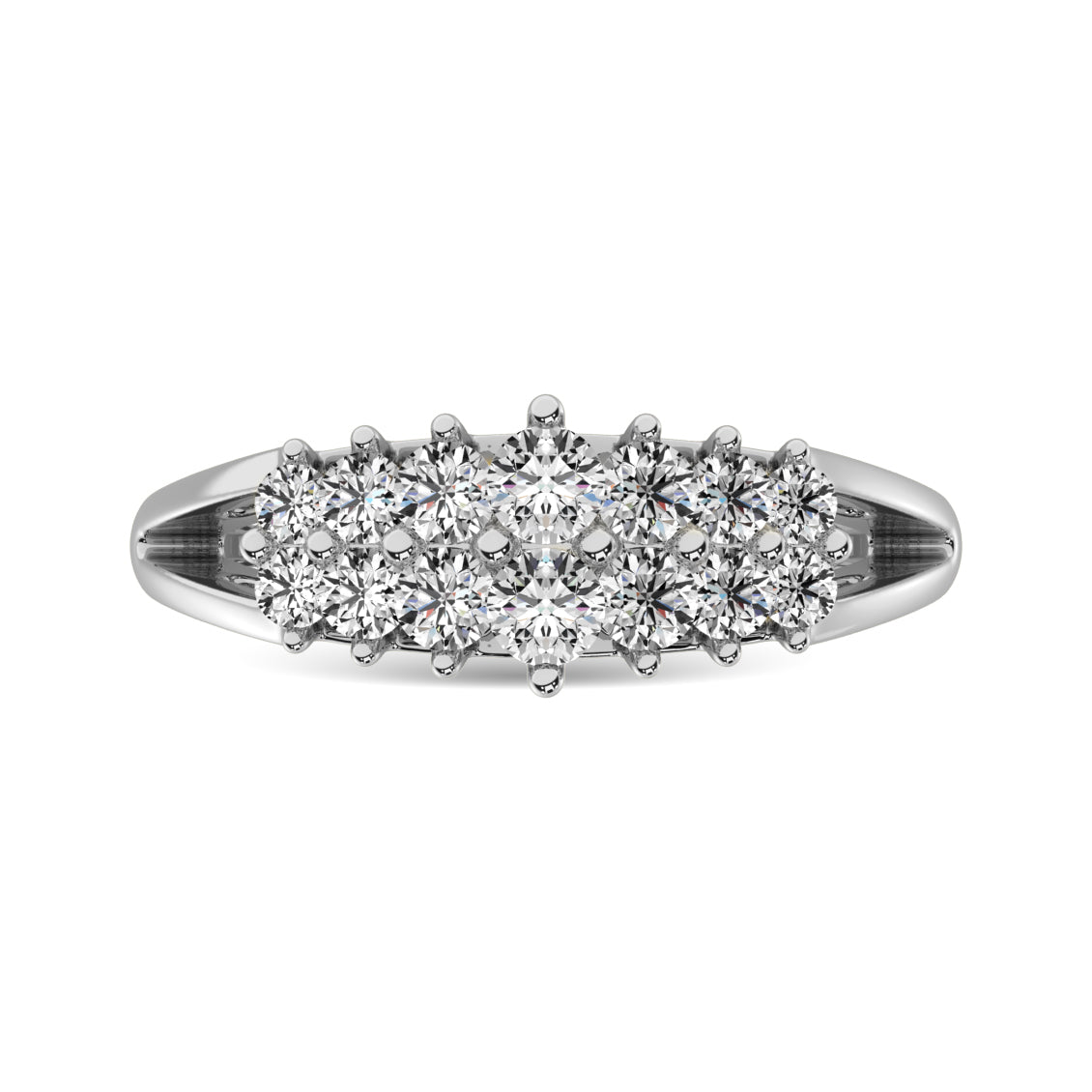 Diamond 2 ct tw Round Cut Pyramid Ring in 14K White Gold