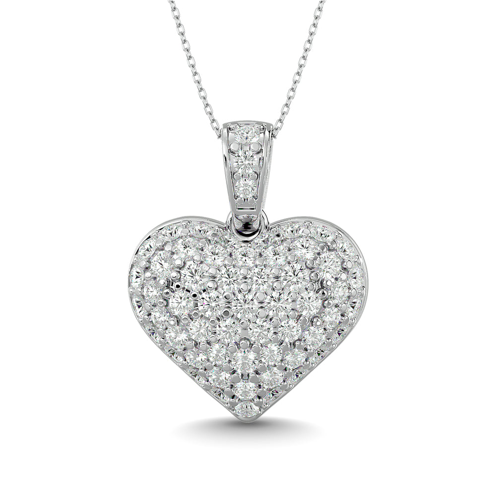 Diamond 1 Ct Tw Heart Pendant In 10K White Gold