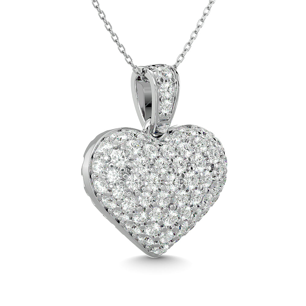 Diamond 1 Ct Tw Heart Pendant In 10K White Gold