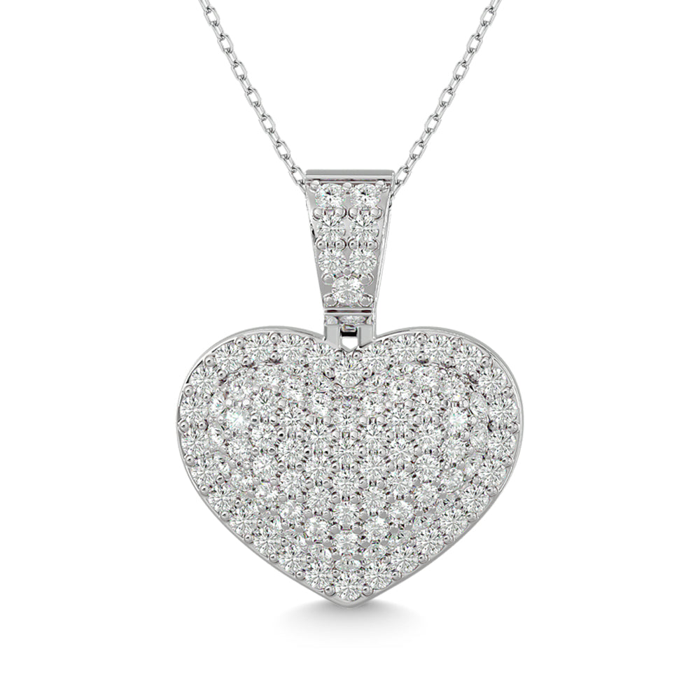 Diamond 1 Ct Tw Heart Pendant In 10K White Gold