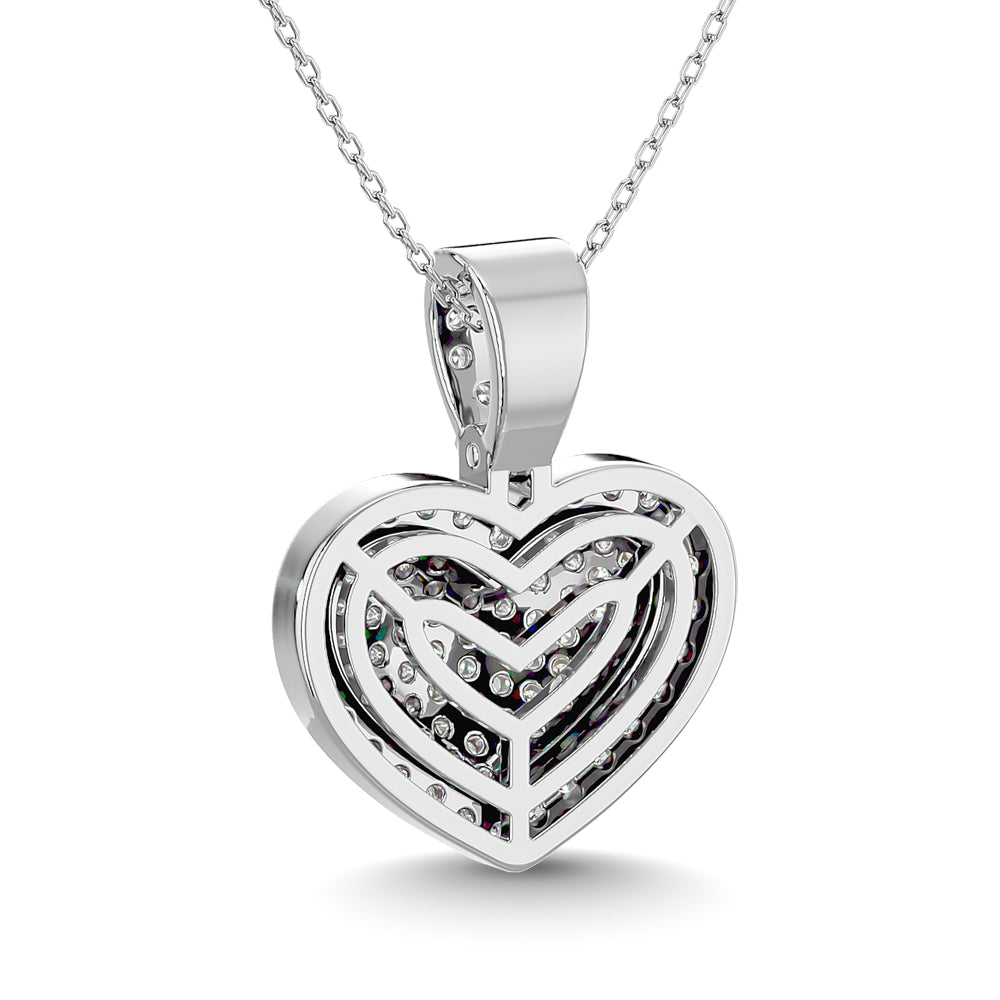 Diamond 1 Ct Tw Heart Pendant In 10K White Gold