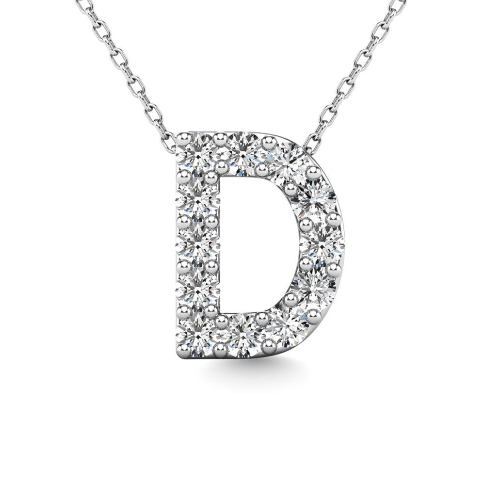 Diamond 1/8 Ct.Tw. Letter D Pendant In 14K White Gold&Quot;&Quot;