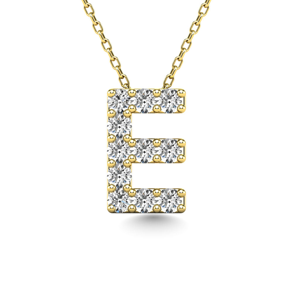 Diamond 1/10 Ct.Tw. Letter E Pendant In 14K Yellow Gold&Quot;&Quot;