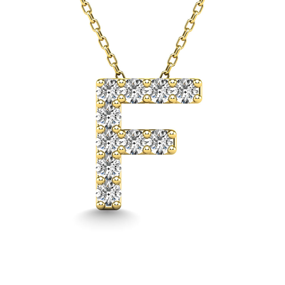 Diamond 1/10 Ct.Tw. Letter F Pendant In 14K Yellow Gold&Quot;&Quot;