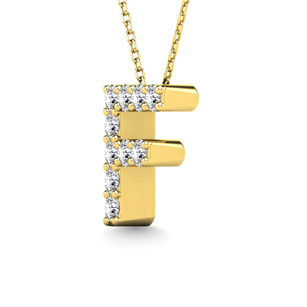 Diamond 1/10 Ct.Tw. Letter F Pendant In 14K Yellow Gold&Quot;&Quot;