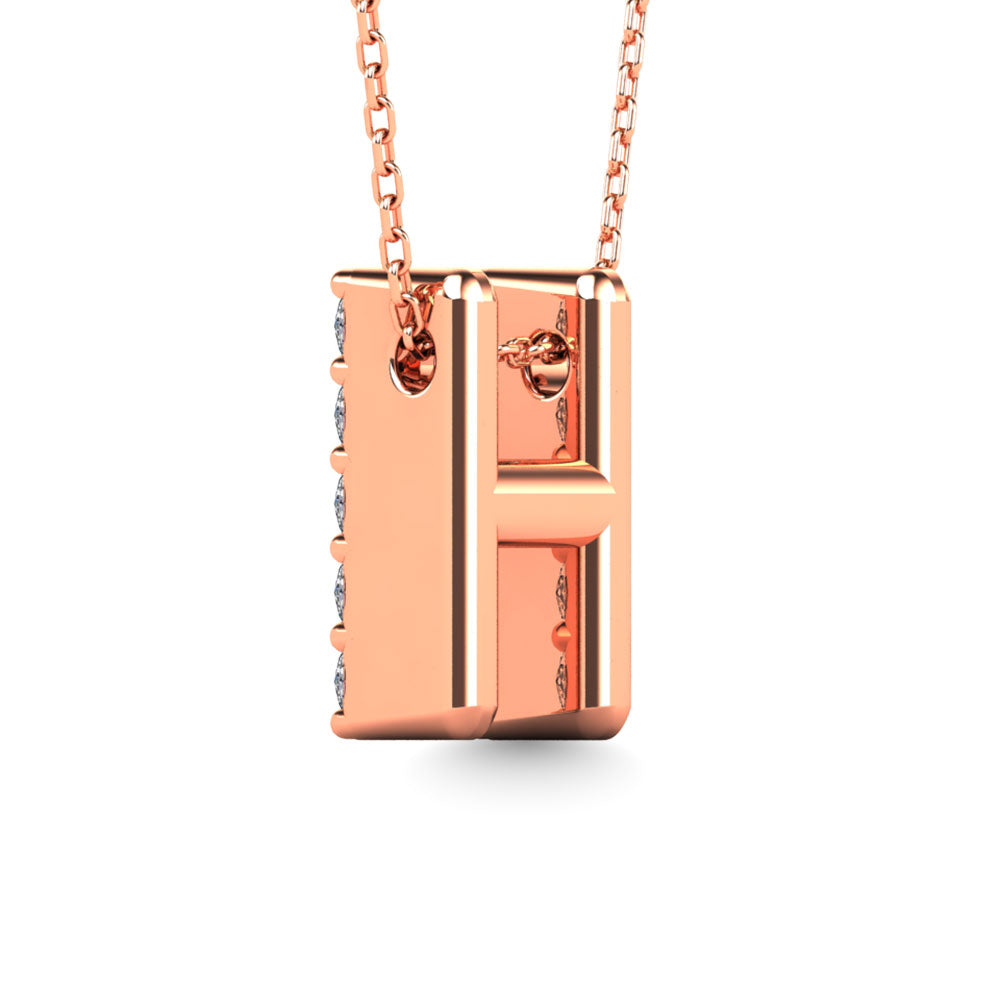 Diamond 1/8 Ct.Tw. Letter H Pendant in 14K Rose Gold&quot;&quot;