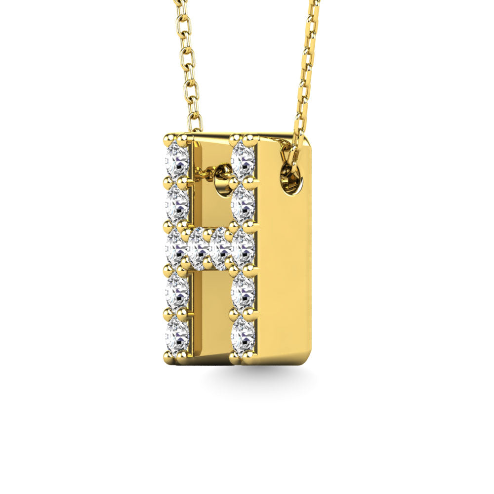 Diamond 1/8 Ct.Tw. Letter H Pendant In 14K Yellow Gold&Quot;&Quot;