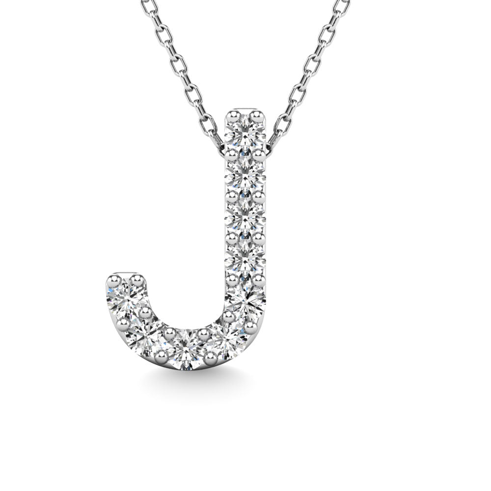 Diamond 1/10 Ct.Tw. Letter J Pendant In 14K White Gold&Quot;&Quot;