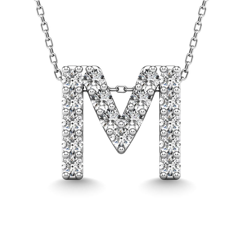 Diamond 1/6 Ct.Tw. Letter M Pendant In 14K White Gold&Quot;&Quot;