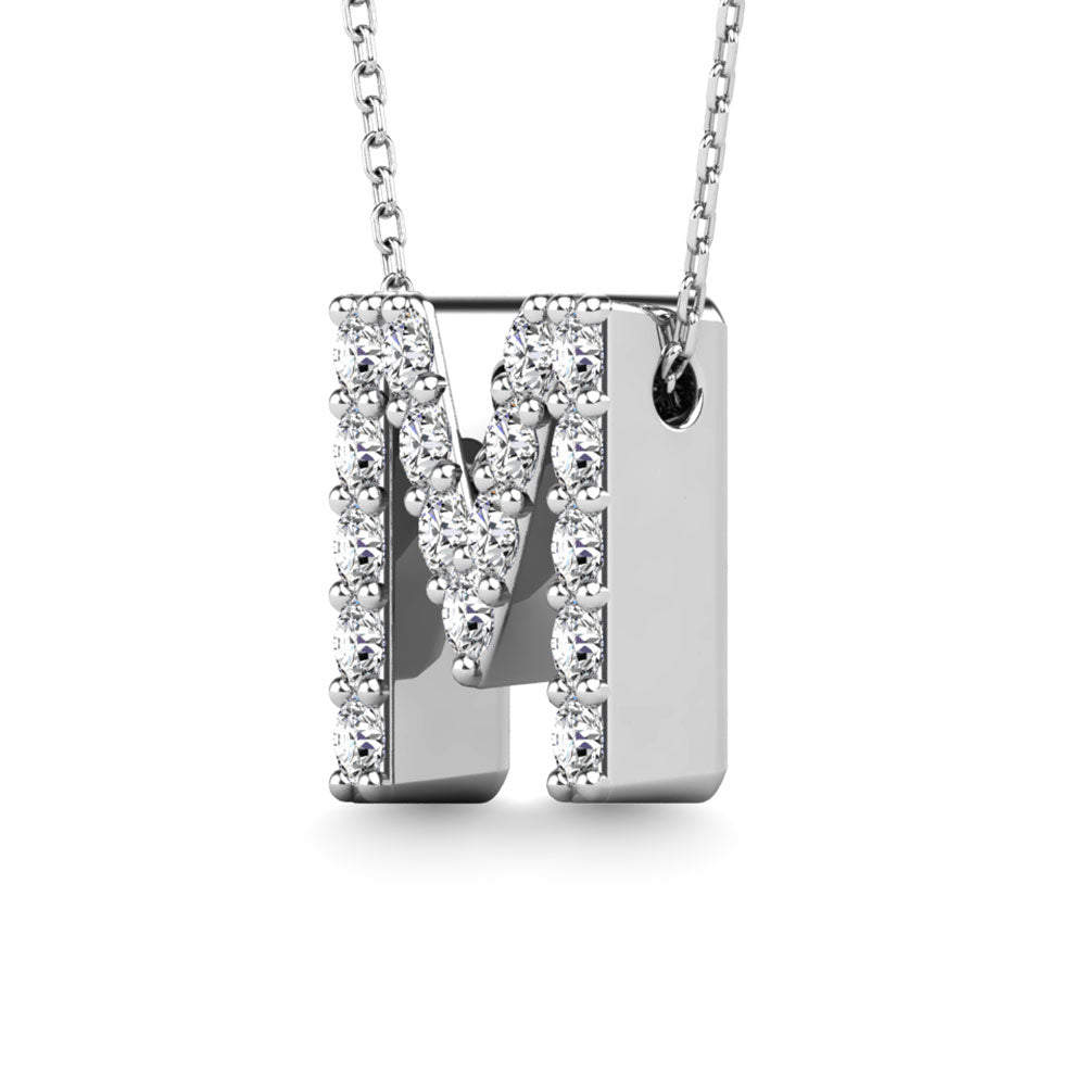 Diamond 1/6 Ct.Tw. Letter M Pendant in 14K White Gold&quot;&quot;