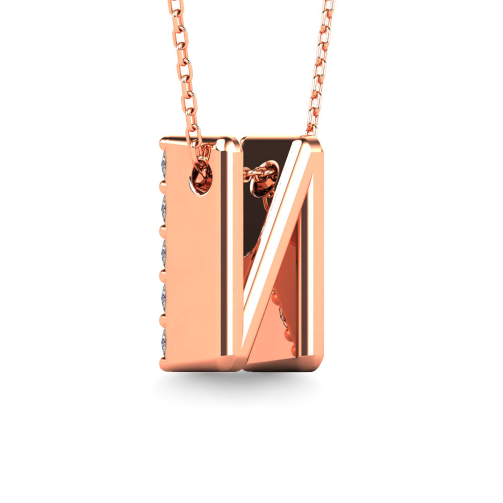 Diamond 1/6 Ct.Tw. Letter N Pendant in 14K Rose Gold&quot;&quot;