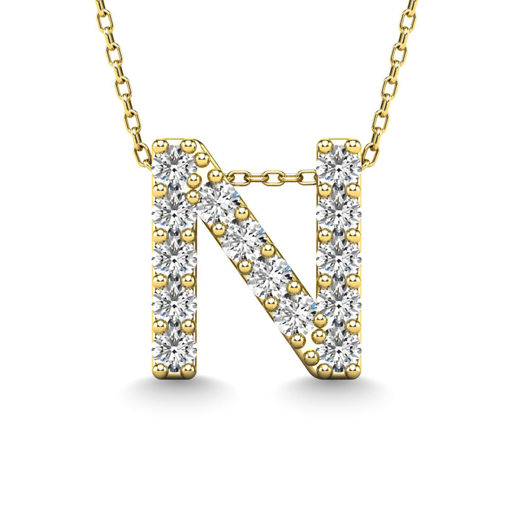 Diamond 1/6 Ct.Tw. Letter N Pendant In 14K Yellow Gold&Quot;&Quot;