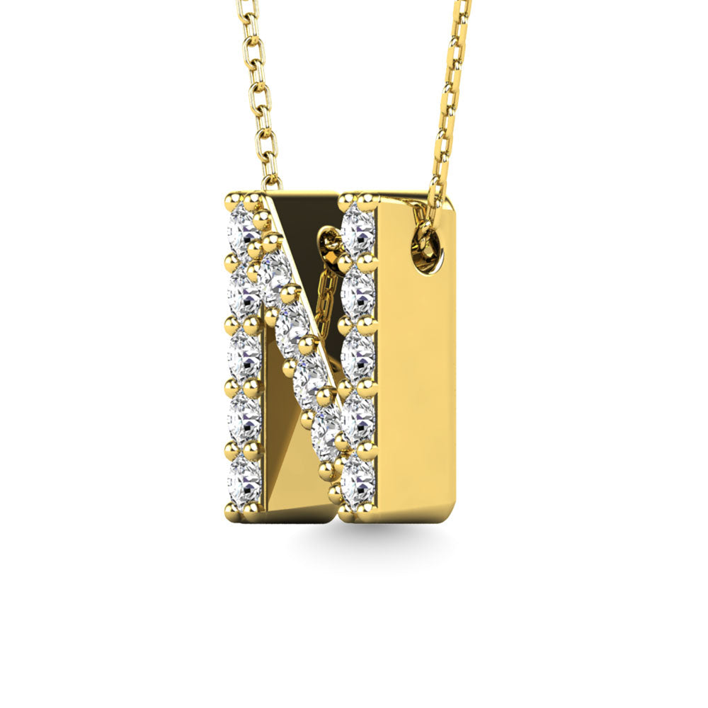 Diamond 1/6 Ct.Tw. Letter N Pendant In 14K Yellow Gold&Quot;&Quot;