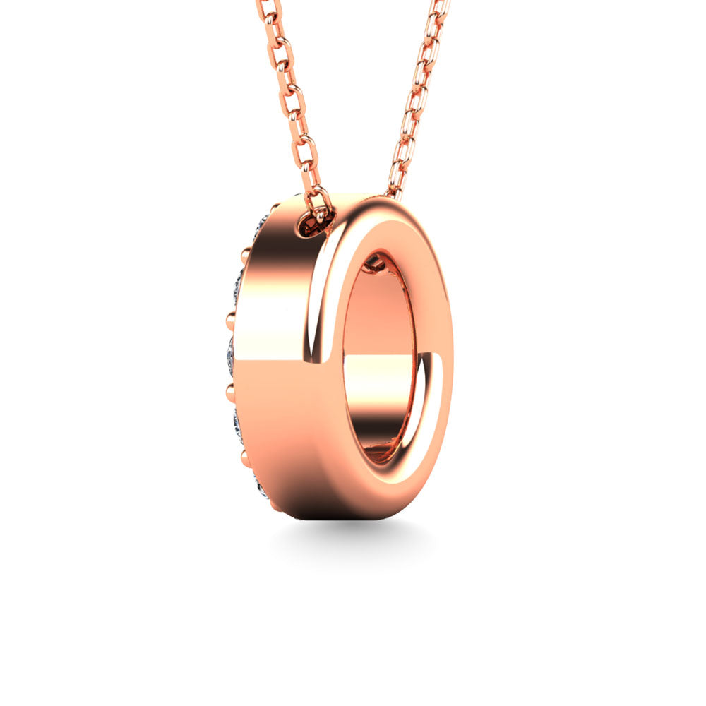 Diamond 1/8 Ct.Tw. Letter O Pendant in 14K Rose Gold&quot;&quot;
