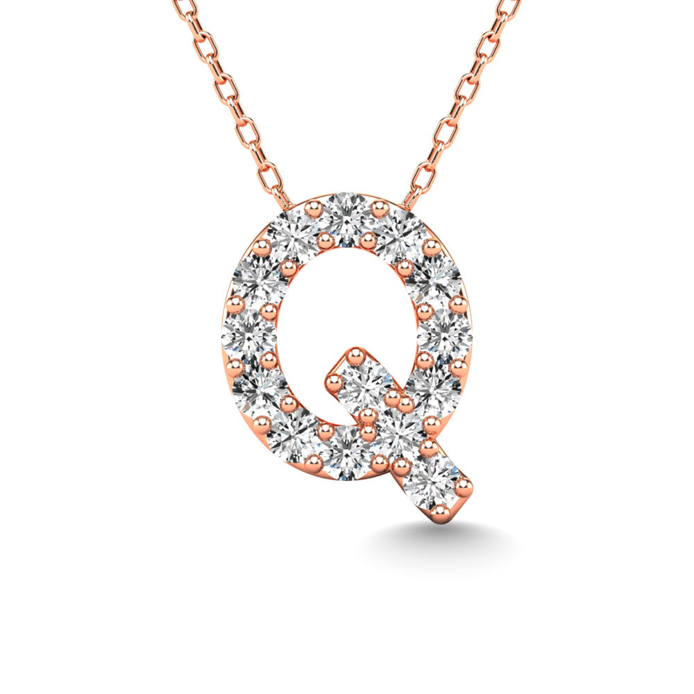 Diamond 1/6 Ct.Tw. Letter Q Pendant in 14K Rose Gold&quot;&quot;