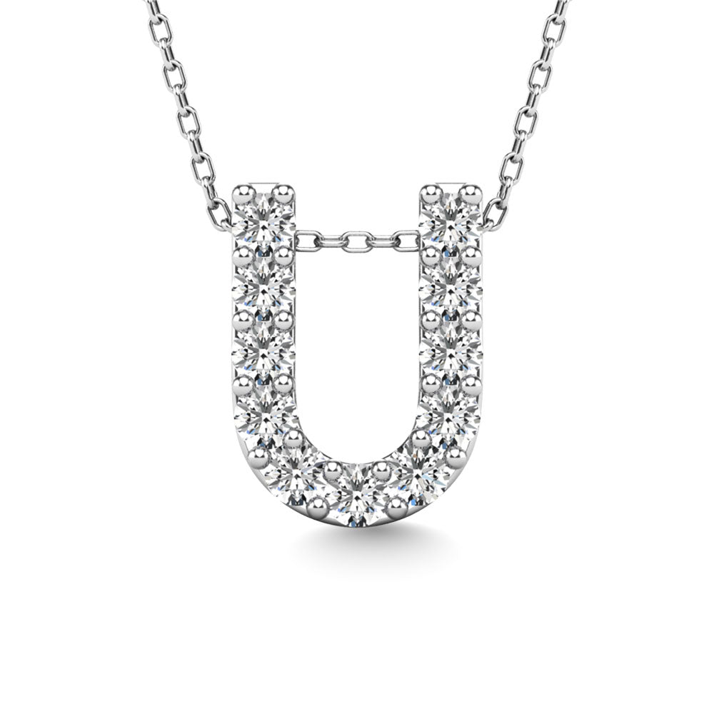 Diamond 1/10 Ct.Tw. Letter U Pendant In 14K White Gold&Quot;&Quot;