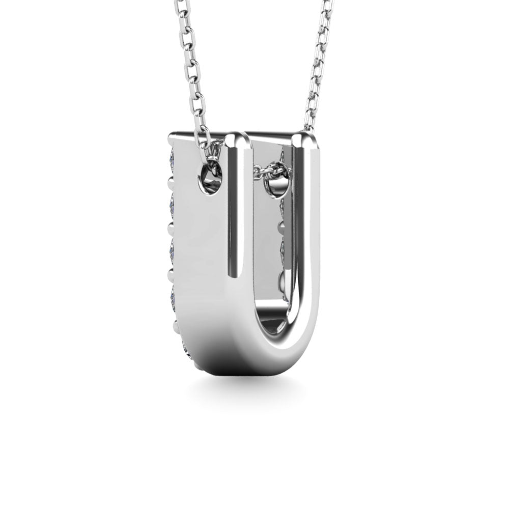 Diamond 1/10 Ct.Tw. Letter U Pendant In 14K White Gold&Quot;&Quot;