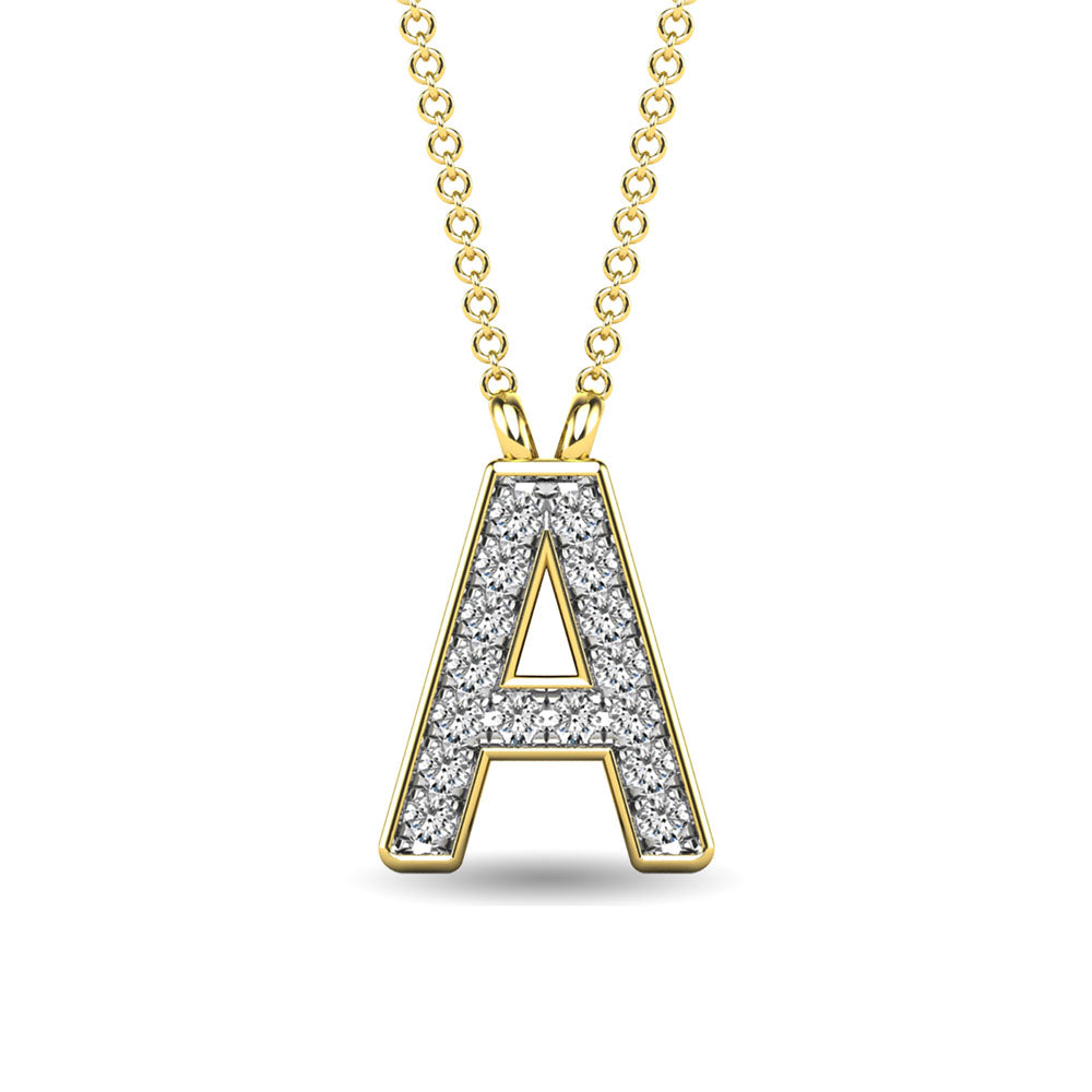 Diamond 1/20 Ct.Tw. Letter A Pendant in 10K Yellow Gold""