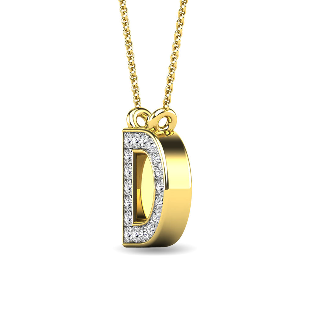 Diamond 1/20 Ct.Tw. Letter D Pendant In 10K Yellow Gold&Quot;&Quot;