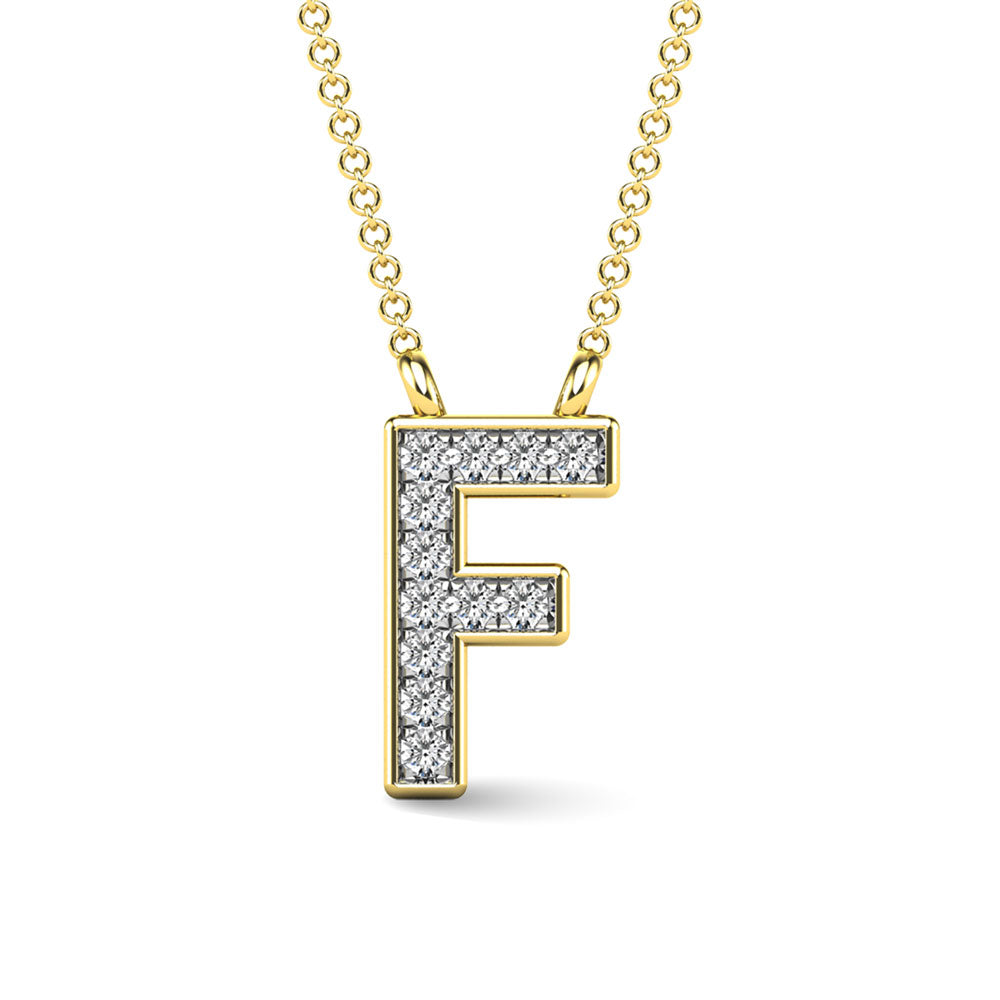 Diamond 1/20 Ct.Tw. Letter F Pendant In 10K Yellow Gold&Quot;&Quot;