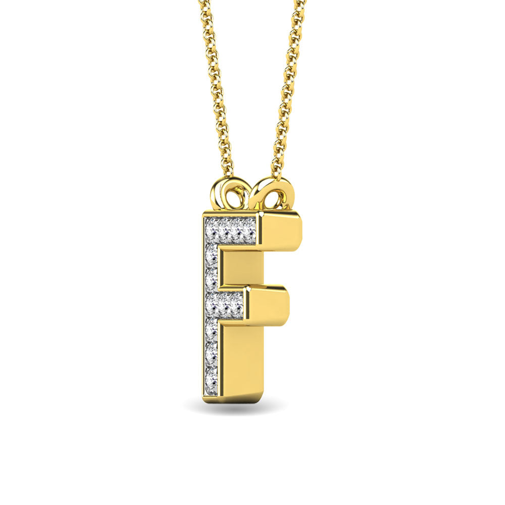 Diamond 1/20 Ct.Tw. Letter F Pendant In 10K Yellow Gold&Quot;&Quot;