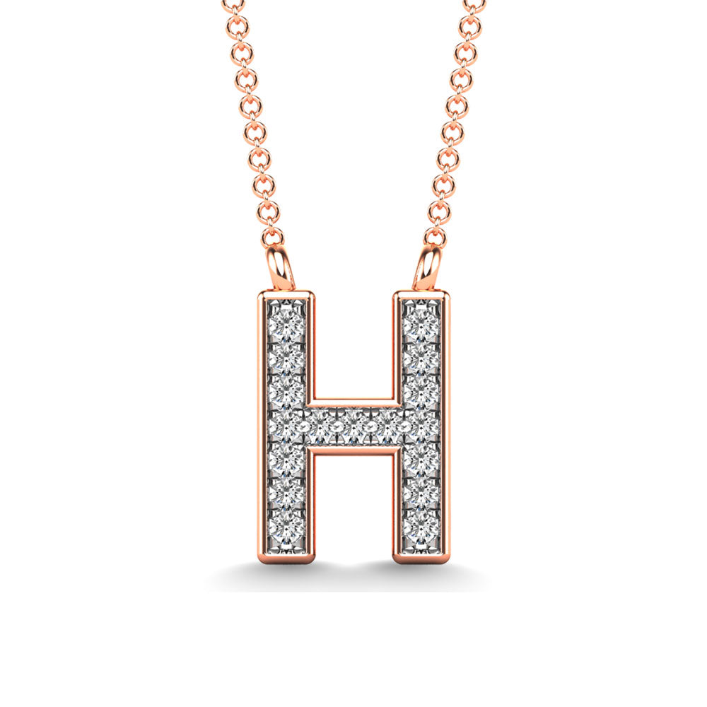 Diamond 1/20 Ct.Tw. Letter H Pendant In 10K Rose Gold&Quot;&Quot;