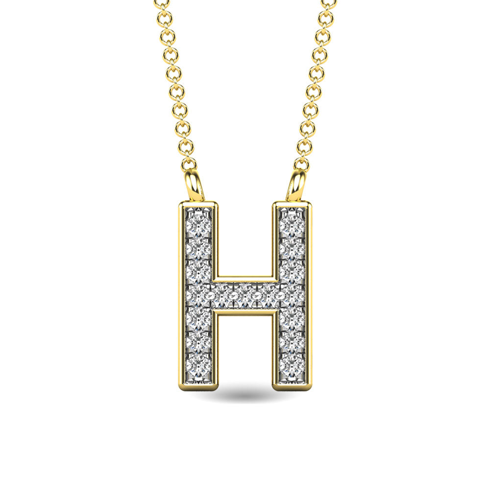 Diamond 1/20 Ct.Tw. Letter H Pendant In 10K Yellow Gold&Quot;&Quot;