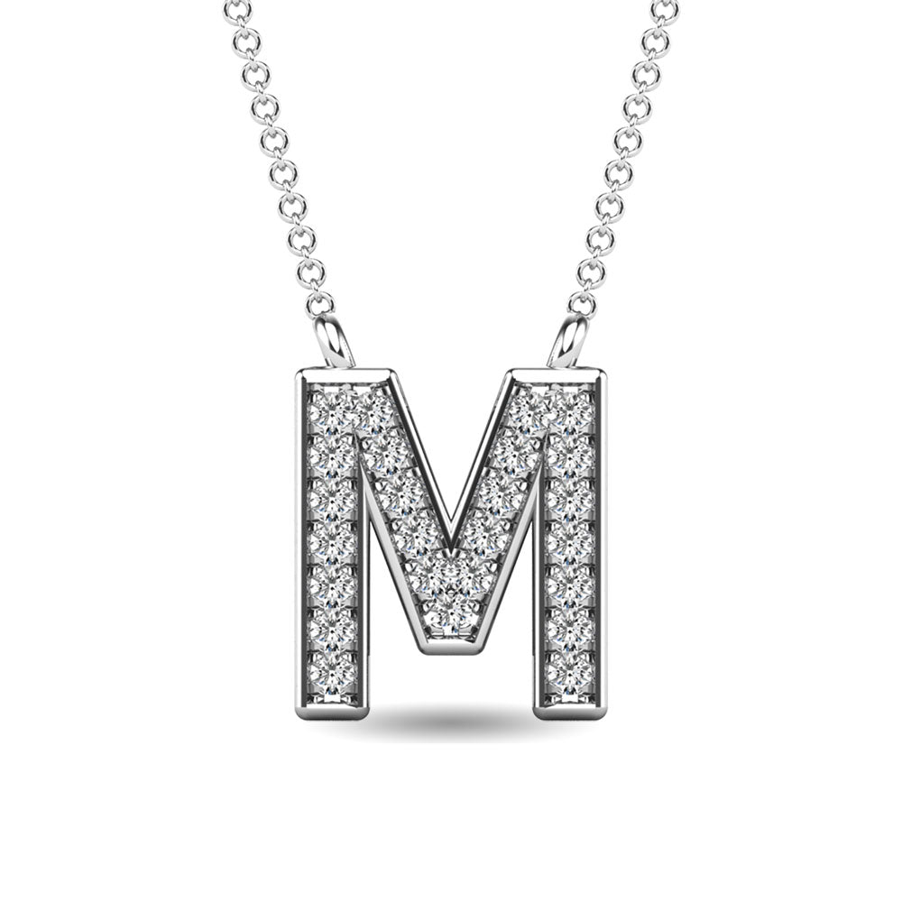 Diamond 1/20 Ct.Tw. Letter M Pendant In 10K White Gold&Quot;&Quot;