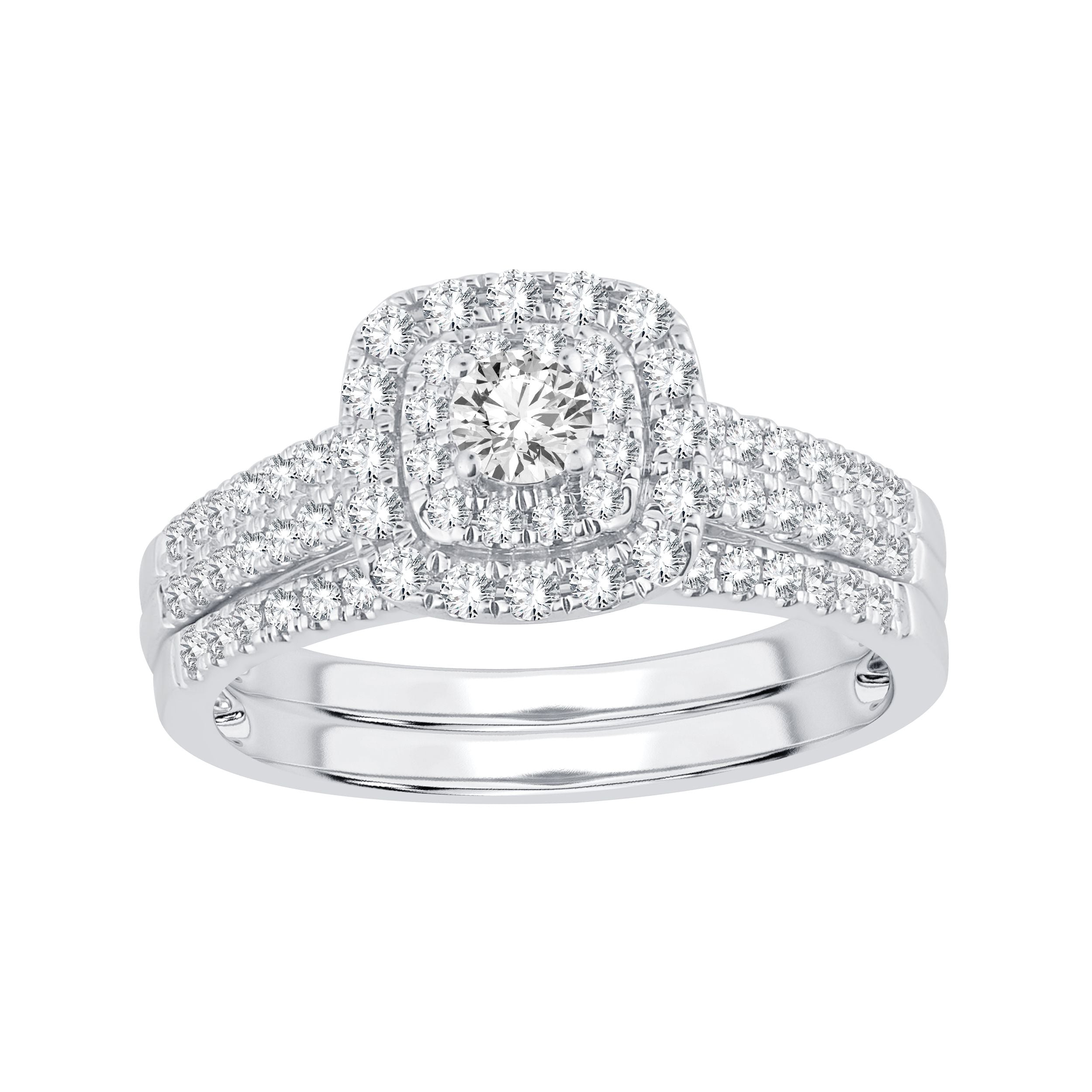14K White Gold Magnifcnet 0.63Ct Diamond Bridal Ring