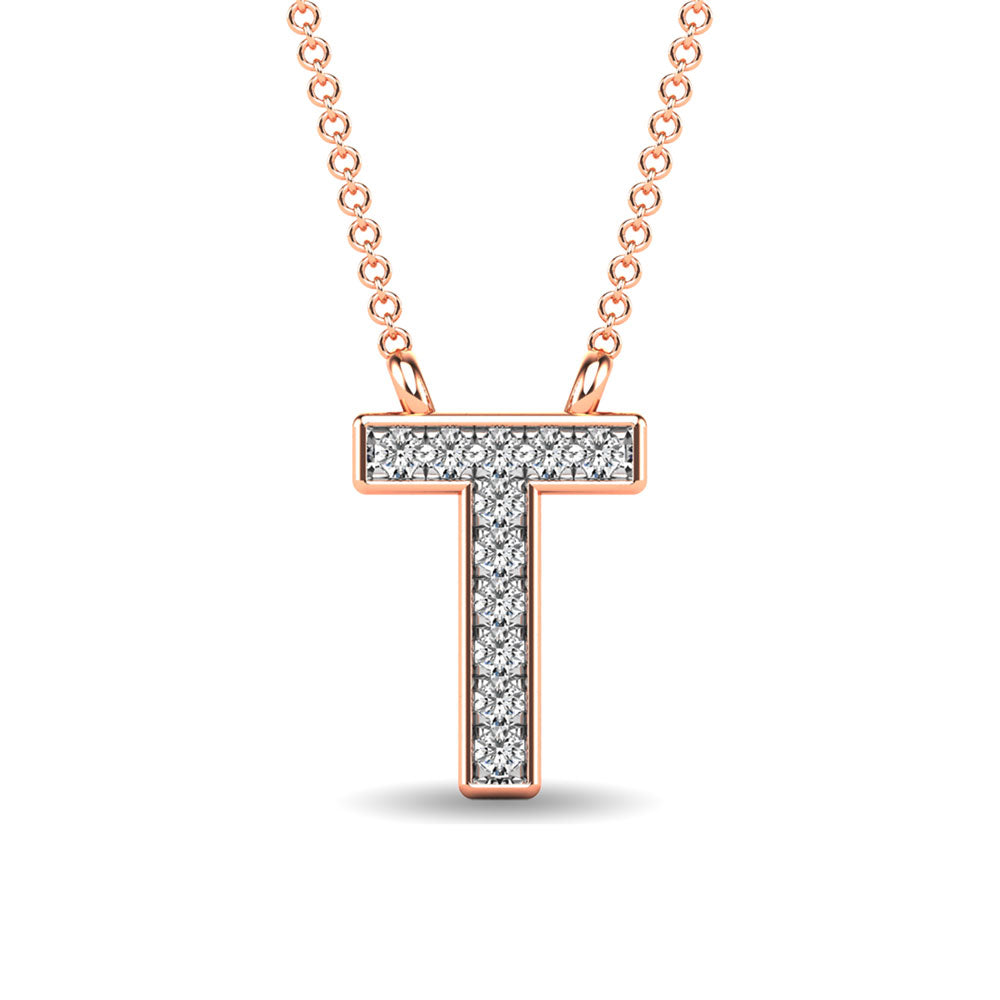 Diamond 1/20 Ct.Tw. Letter T Pendant In 10K Rose Gold&Quot;&Quot;