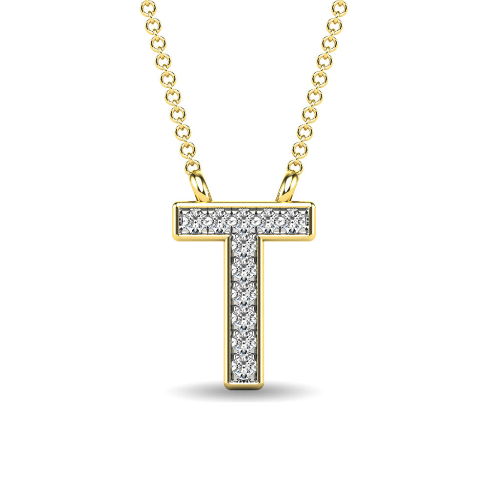 Diamond 1/20 Ct.Tw. Letter T Pendant In 10K Yellow Gold&Quot;&Quot;
