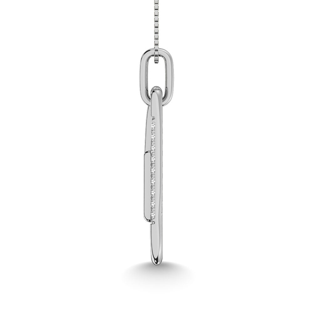 Diamond 1/20 Ct.Tw. Paper Clip Pendant In 925 Silver